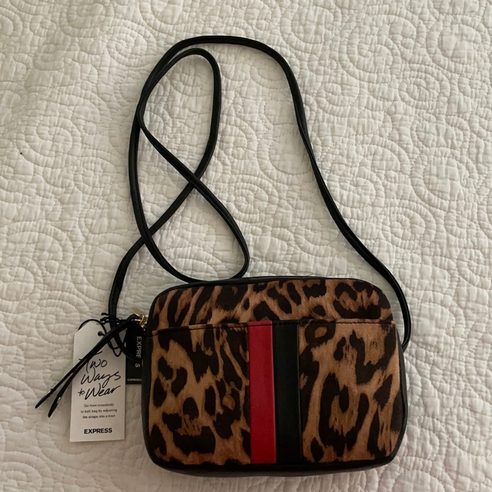 NWT Express leopard crossbody camera bag purse